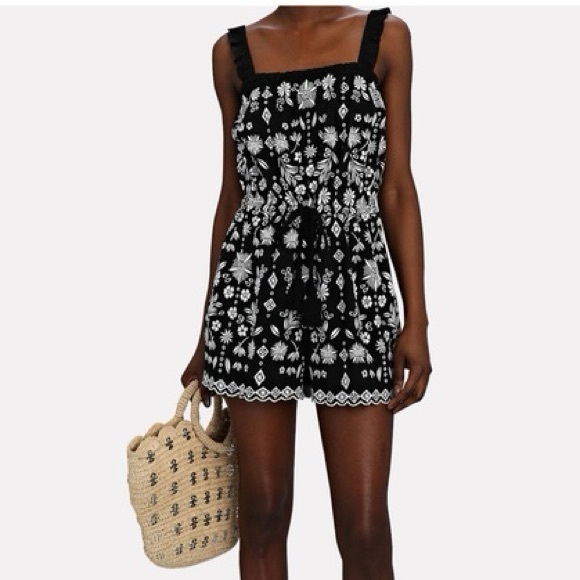 Intermix Marin Embroider NWT Black and white romper Size Large - Picture 3 of 9